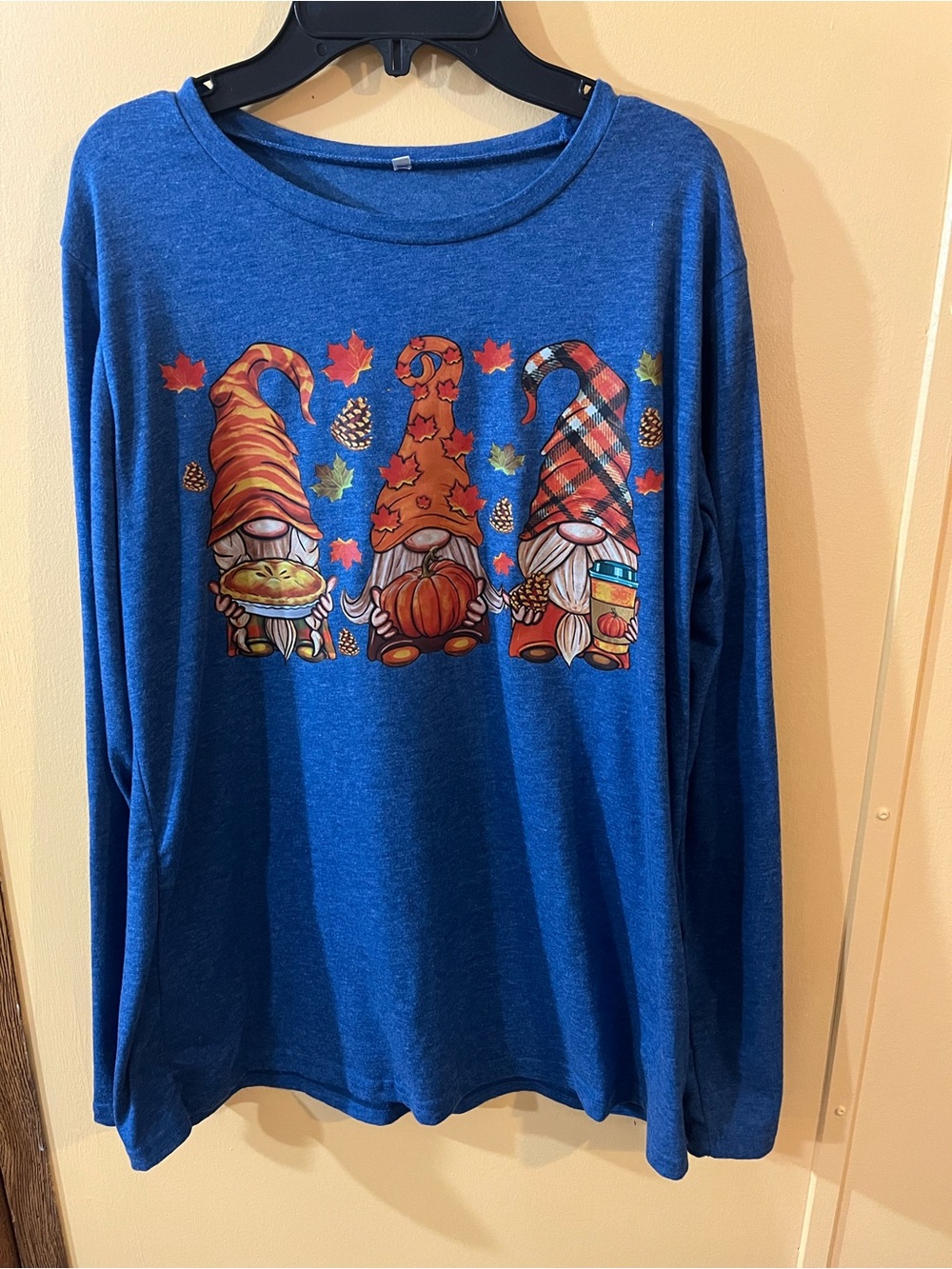 Blue Long-Sleeve Women's Gnome Graphic Tee